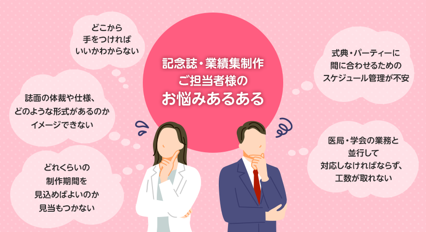 記念誌・業績集制作ご担当者様のお悩みあるある